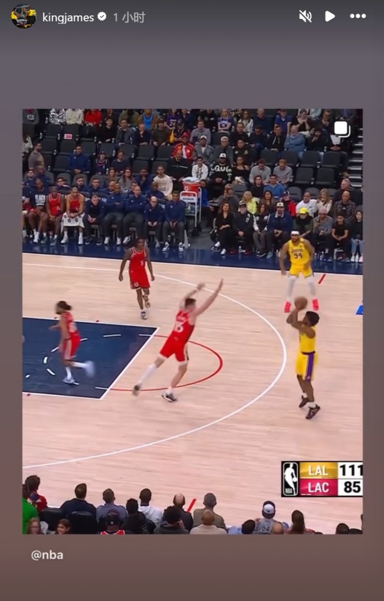  為你驕傲！布朗尼投進(jìn)NBA生涯首記三分球！詹姆斯賽后轉(zhuǎn)發(fā)