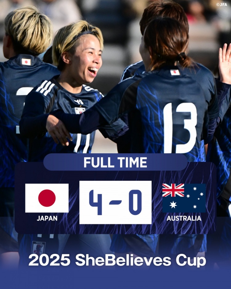  熱身賽日本女足4-0澳大利亞女足，田中美南2射1傳&長谷川唯任隊長